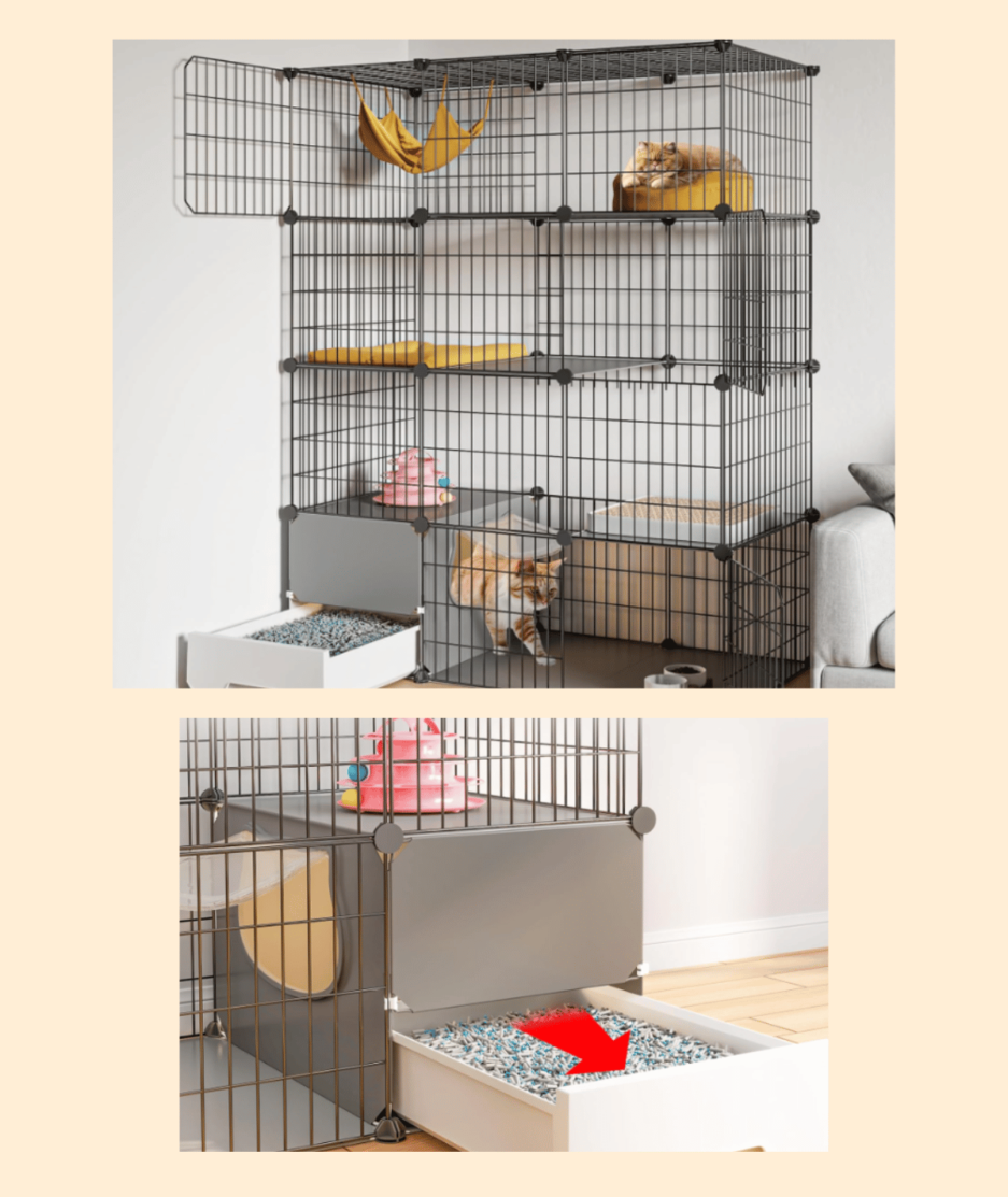 Cat Cage with Litter Box